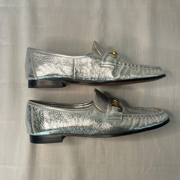 Sam Edelman Silver Loafers with Gold Accent Size 9 - Picture 5 of 7